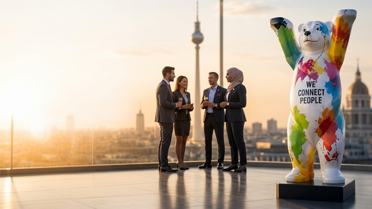 2-Meter-Buddy-Bär im Corporate Design